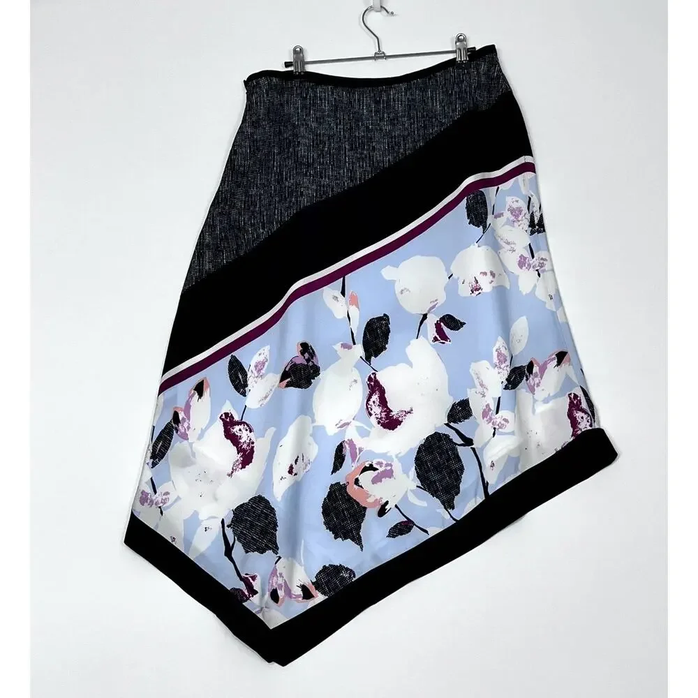 DKNY Floral Printed Asymmetrical Midi Skirt Womens 10